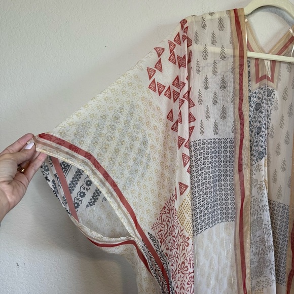 Francescas Lightweight Neutral Tone Longline Sheer Kimono Cover Up Cardigan Top - Picture 5 of 10